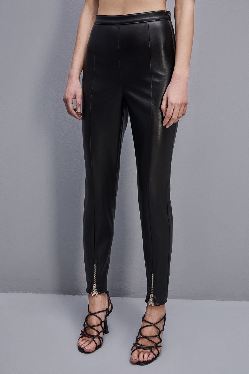 Patrizia Pepe Slim Leggings In Coated Fabric Zwart | USZ410968