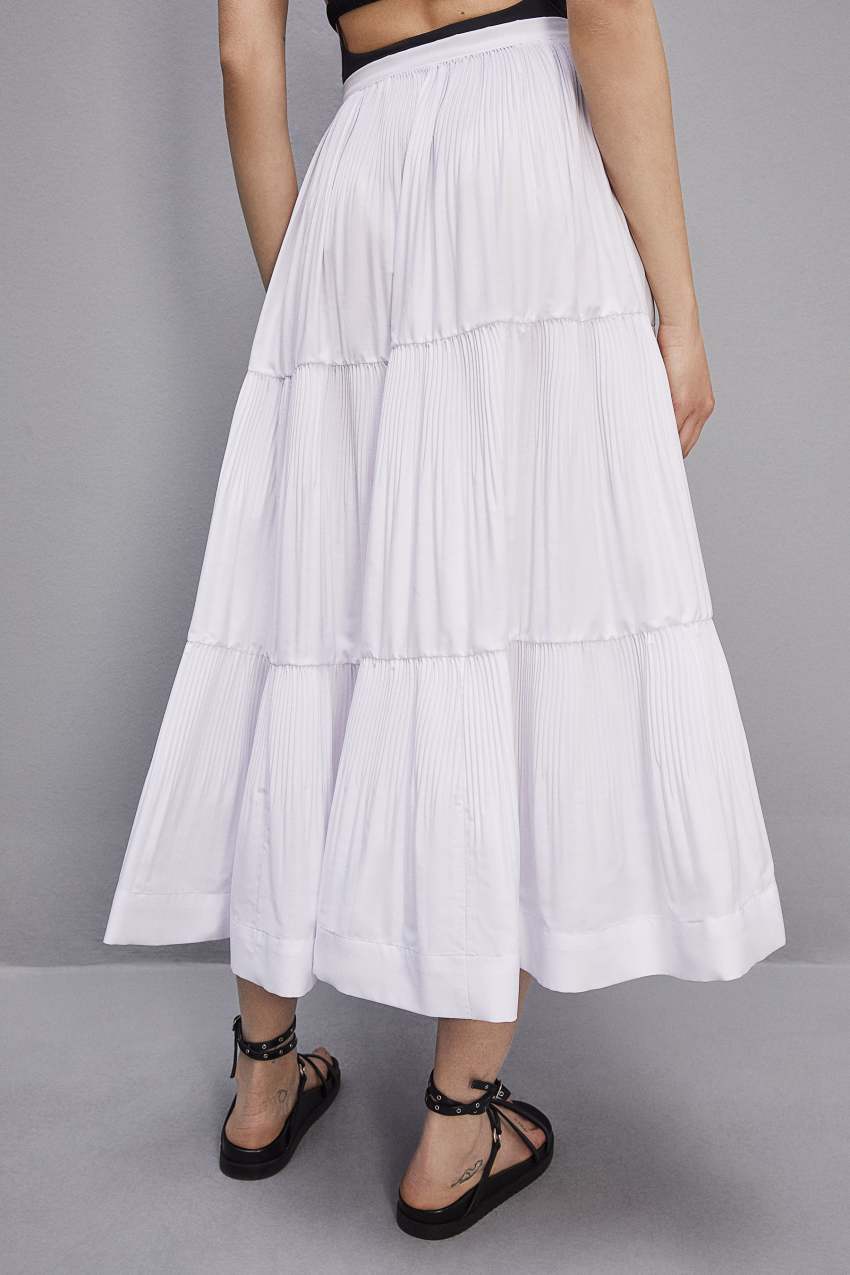 Patrizia Pepe Soft Ankle Pleated Skirt Wit | VRA520917