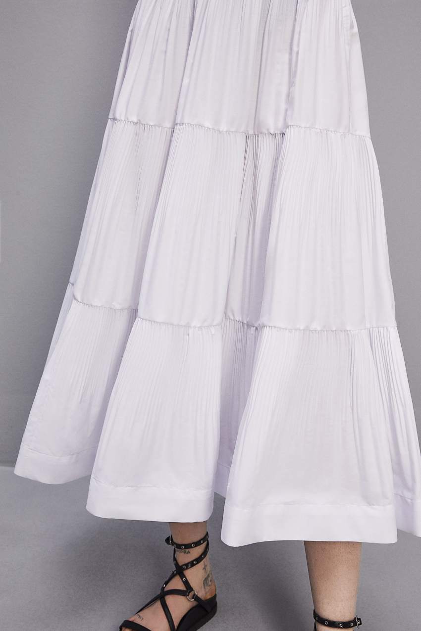 Patrizia Pepe Soft Ankle Pleated Skirt Wit | VRA520917