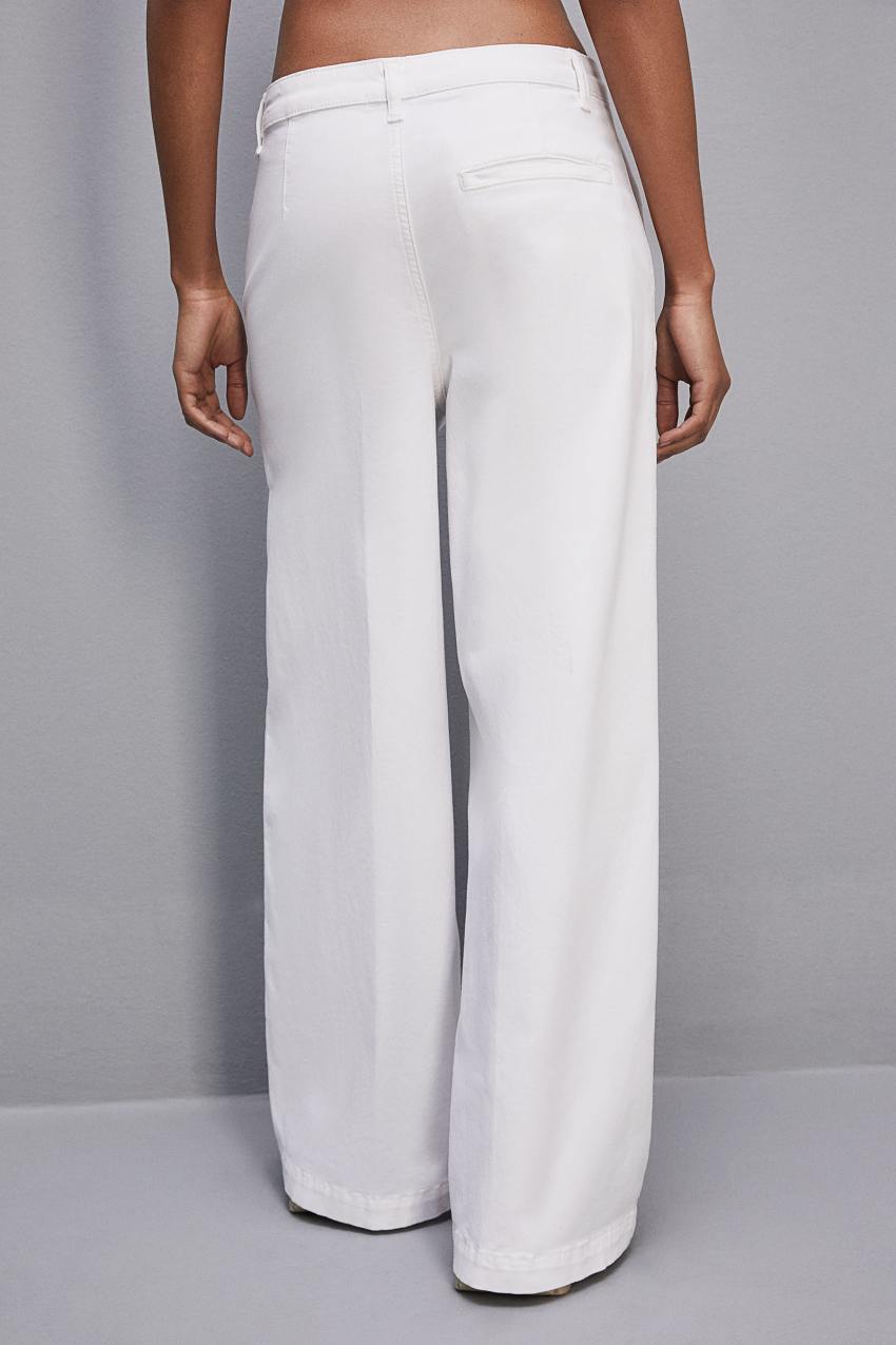 Patrizia Pepe Stretch Cotton Satin Palazzo Pants Wit | VRZ275139