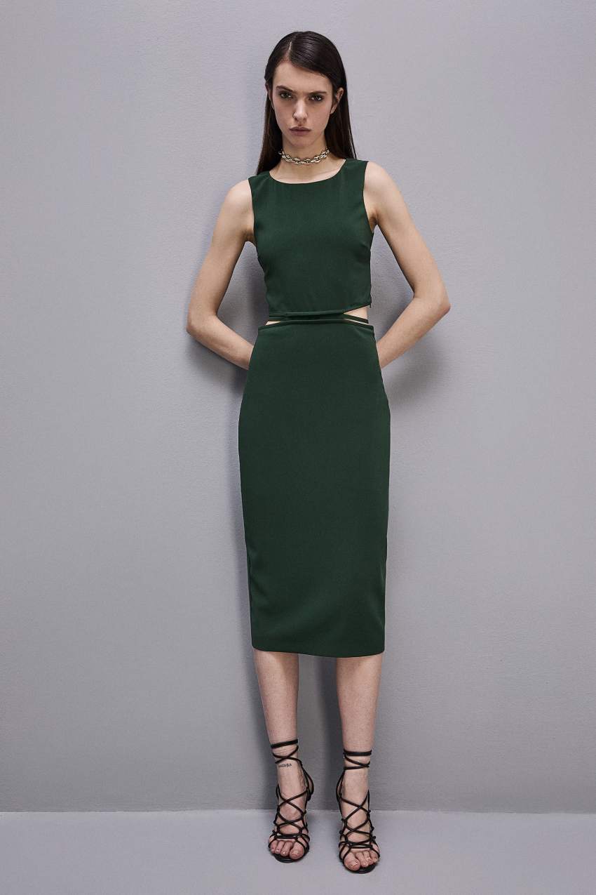 Patrizia Pepe Stretch Crew Neck Sleeveless Midi Dress Groen | HBA956483