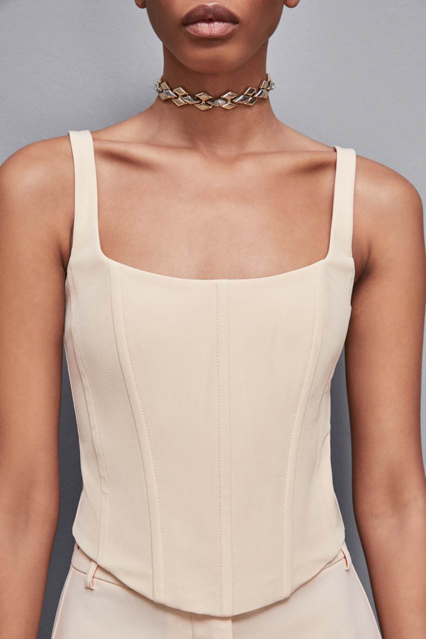 Patrizia Pepe Stretch Fabric Bustier Top Beige | QTG754360