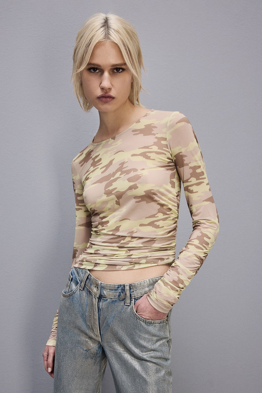 Patrizia Pepe Stretch Tulle T-shirt Militare | HUT718523