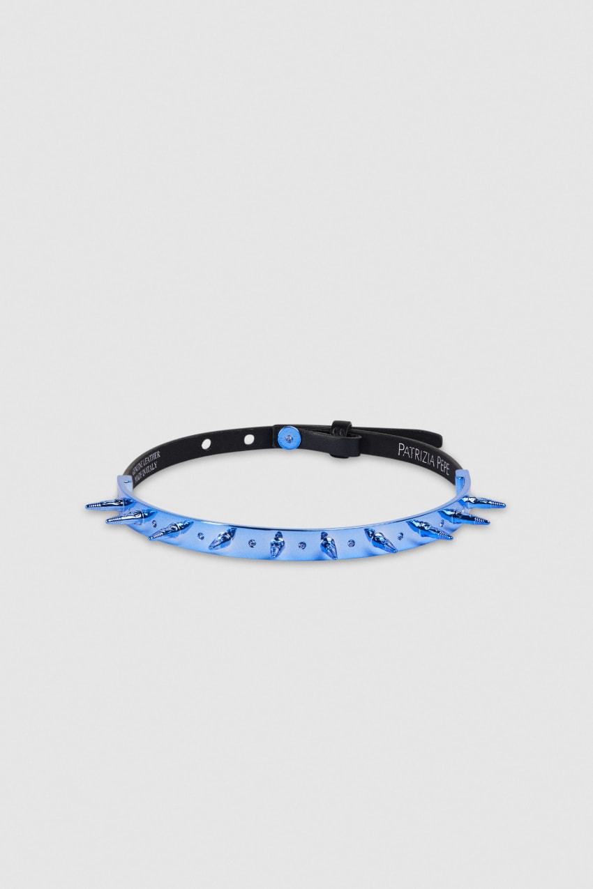 Patrizia Pepe Studded Leather Choker Blauw | UDR468315