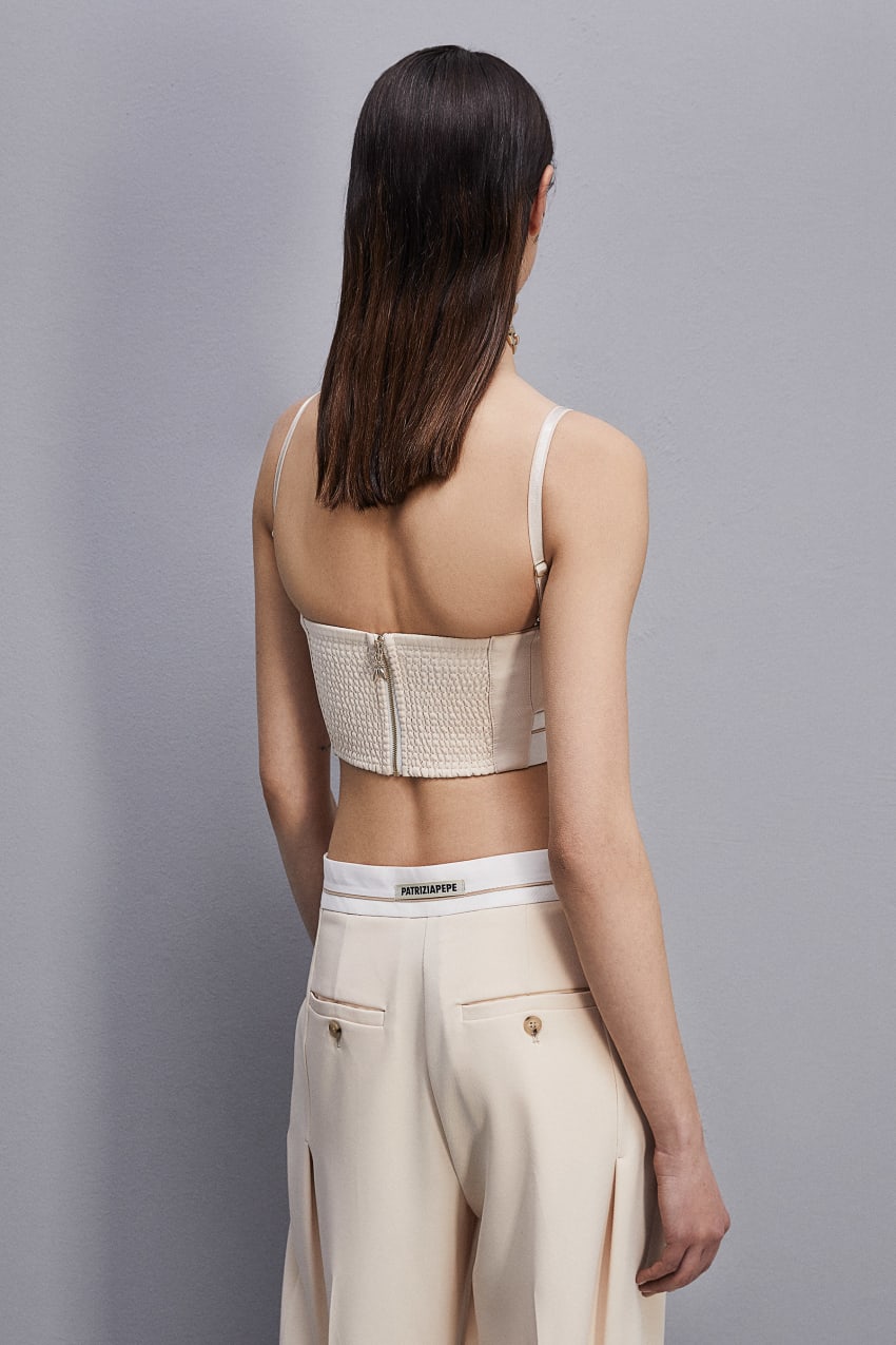 Patrizia Pepe Tailored Bustier With Belt Beige | MEQ026137