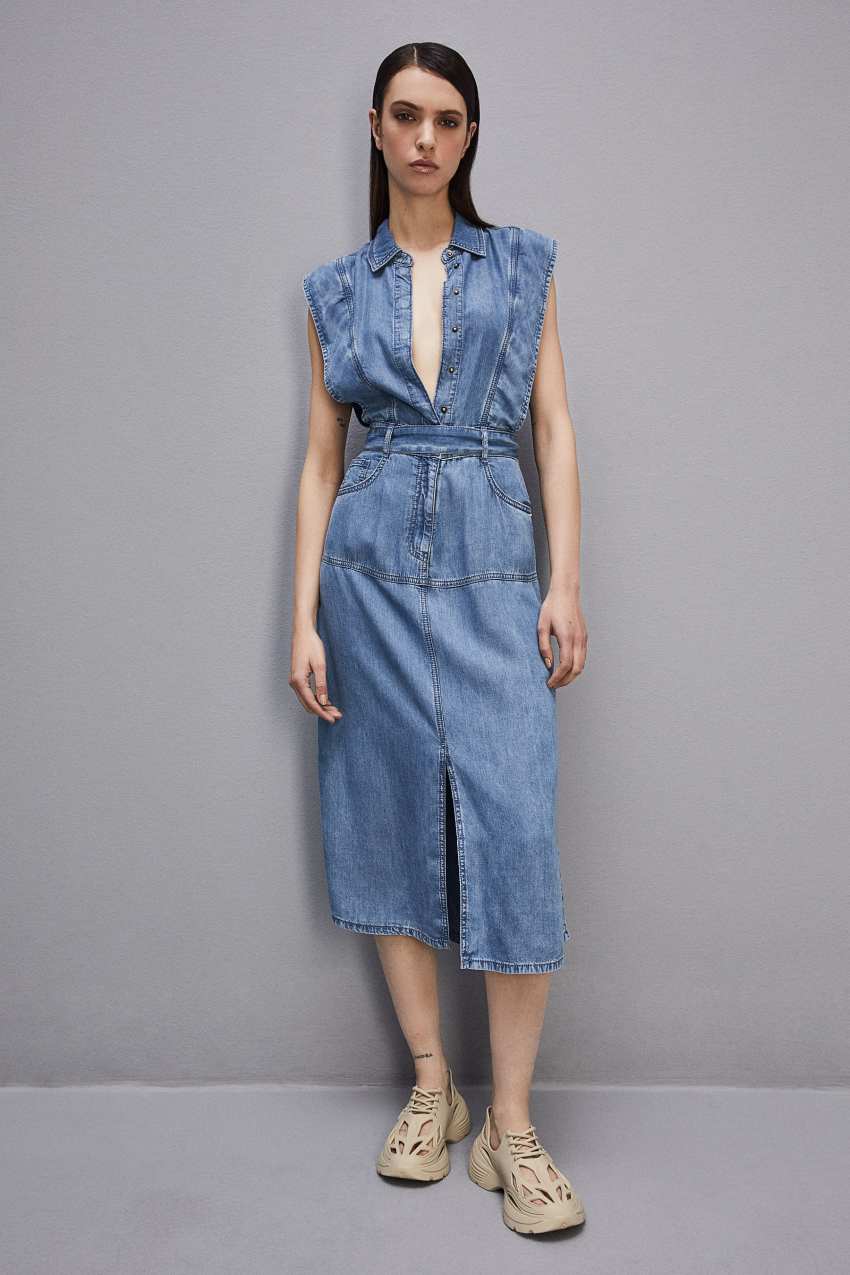 Patrizia Pepe Tencel Denim Sleeveless Dress Lichtblauw | DCZ078615