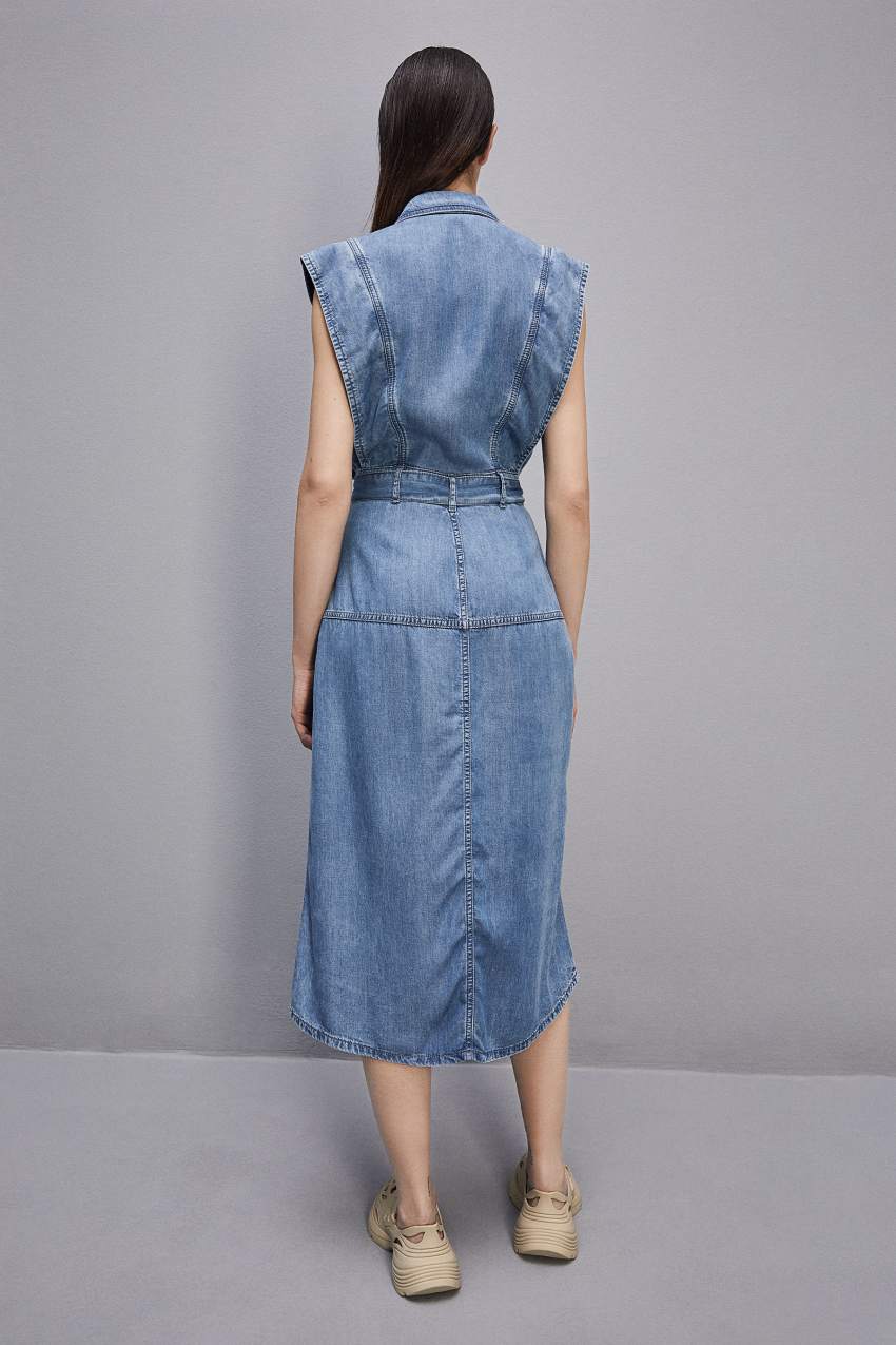 Patrizia Pepe Tencel Denim Sleeveless Dress Lichtblauw | DCZ078615