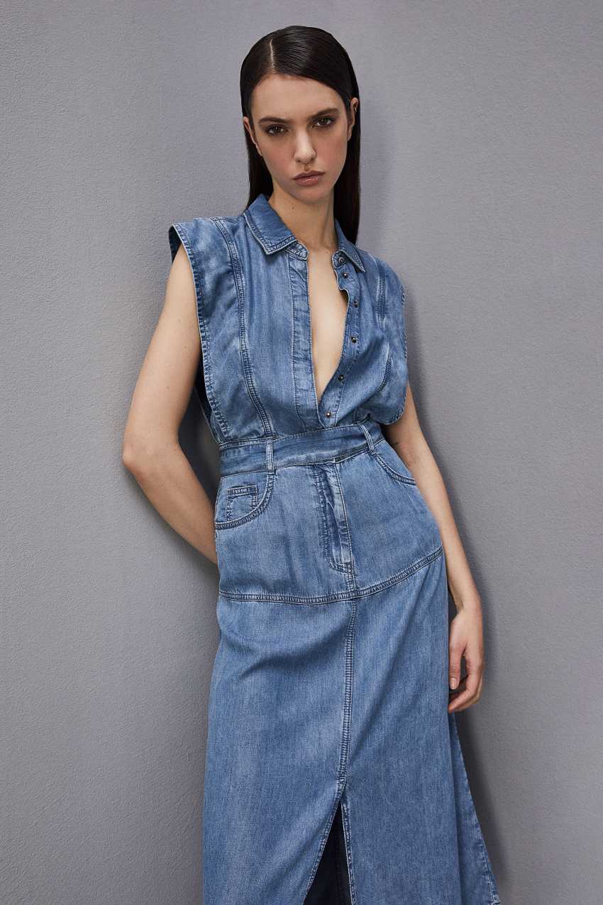 Patrizia Pepe Tencel Denim Sleeveless Dress Lichtblauw | DCZ078615