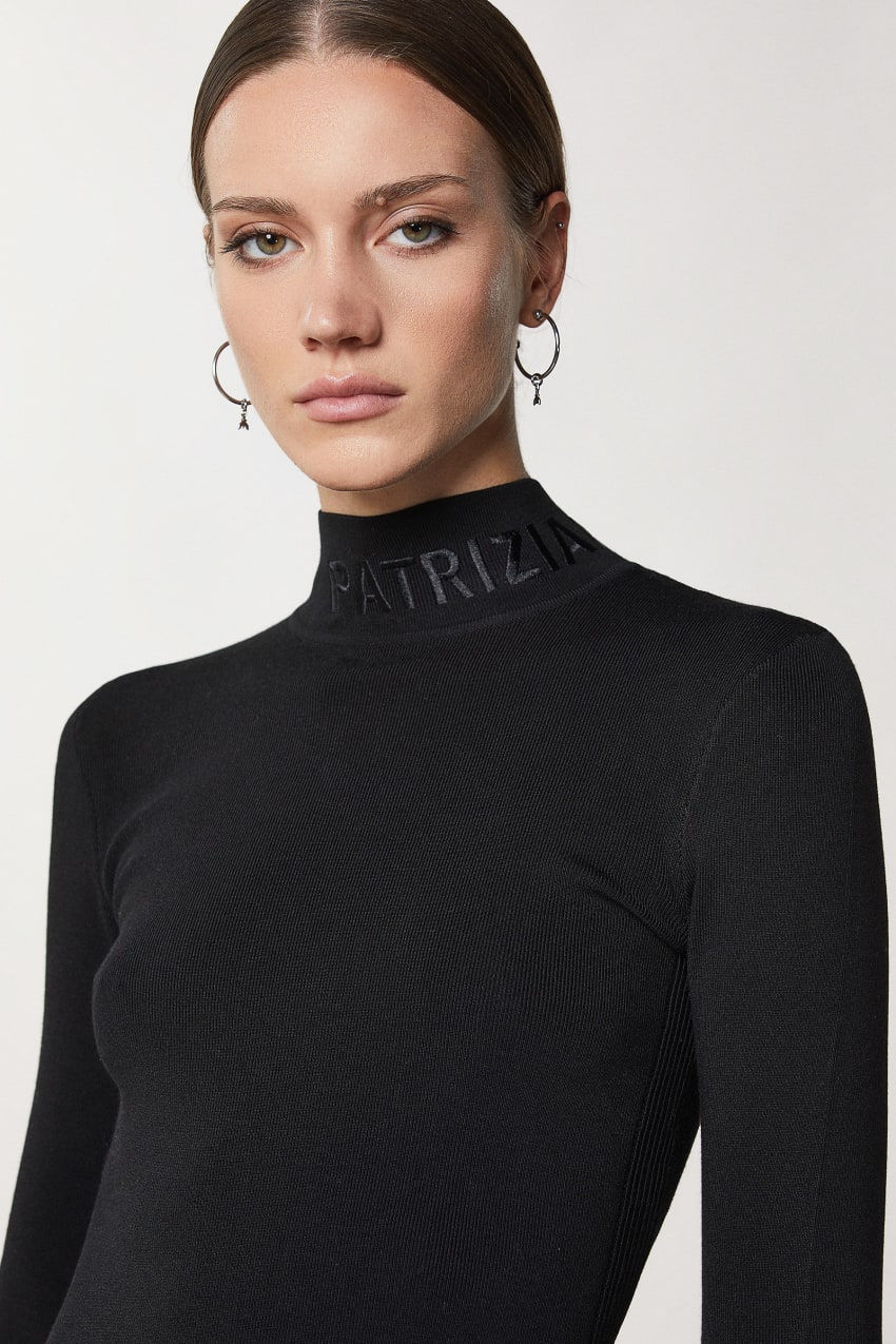 Patrizia Pepe Turtleneck With Logo Zwart | UDR730698