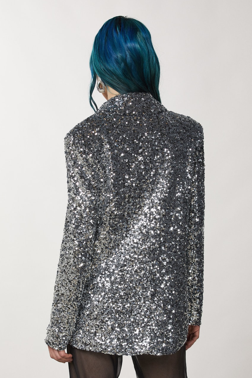 Patrizia Pepe Two-button Jacket With Sequins Grijs | EDF370612