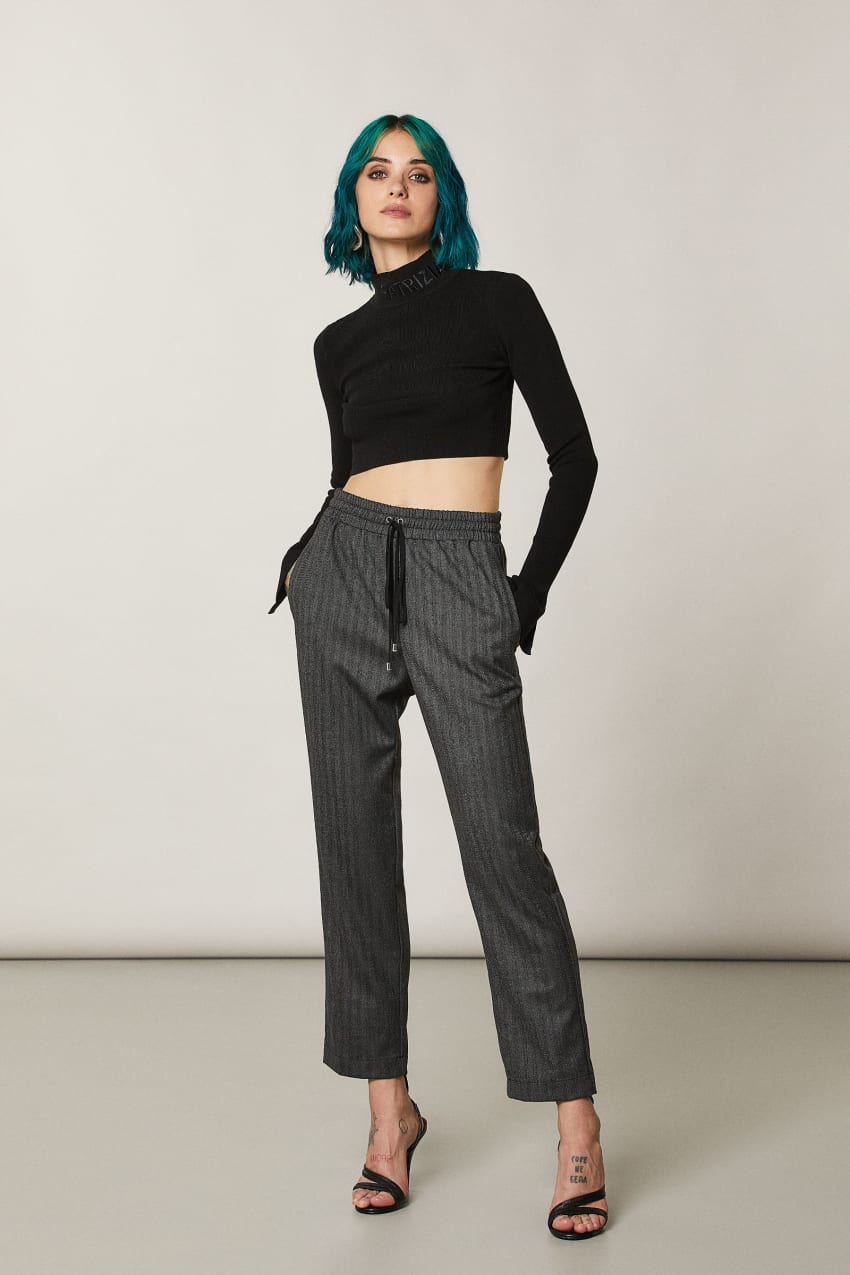 Patrizia Pepe Viscose Ankle Pants Zwart | UQZ740931