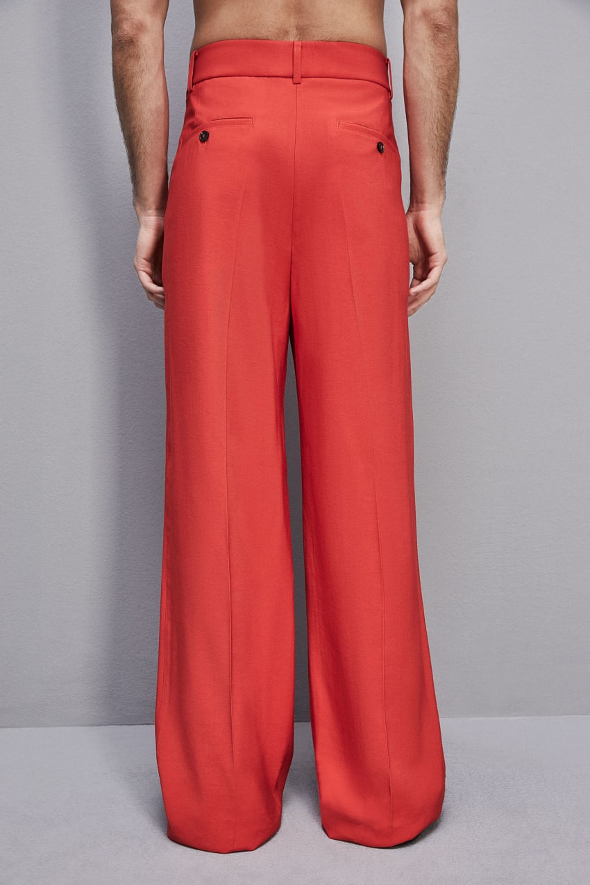 Patrizia Pepe Viscose Twill Pleated Pants Rood | WQL521934