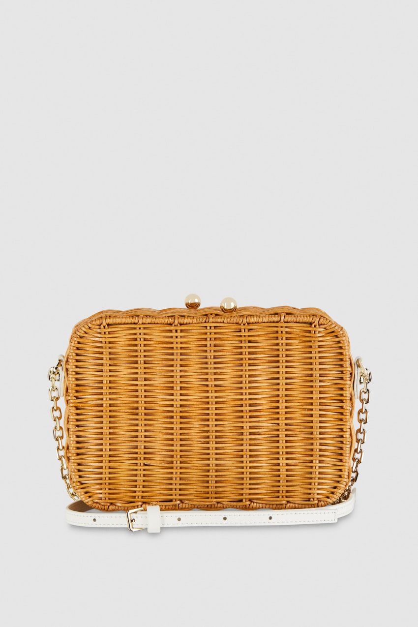 Patrizia Pepe Wicker Shoulder Bag Wit | IWT907835