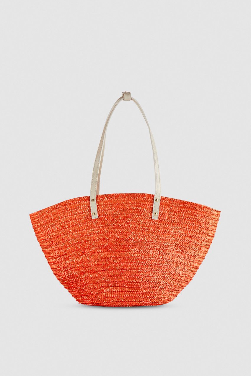 Patrizia Pepe Wide Braided Straw Shopping Bag Oranje | CBA897412