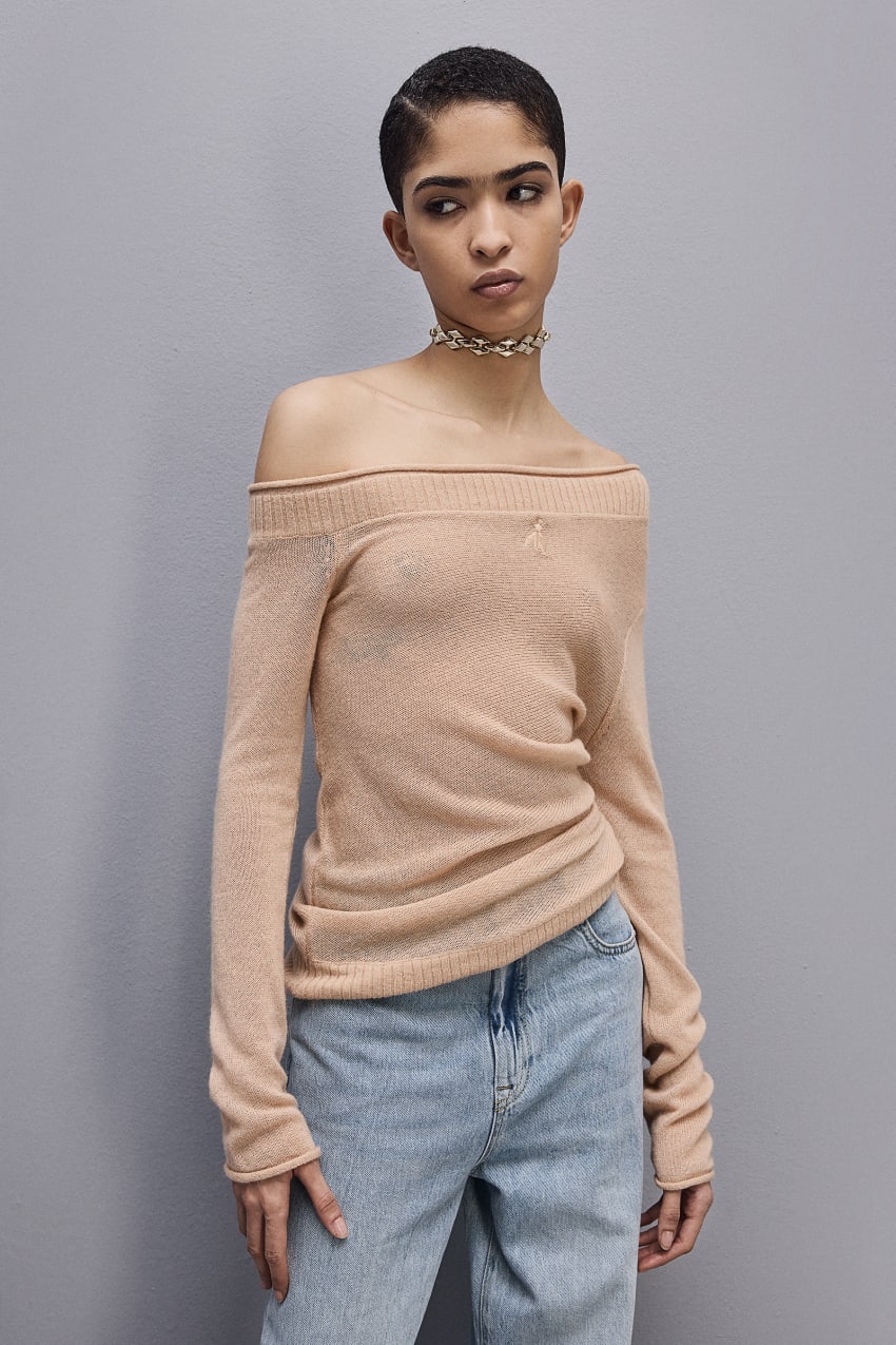 Patrizia Pepe Wool Sweater With Wide Neckline Beige | QIJ907623