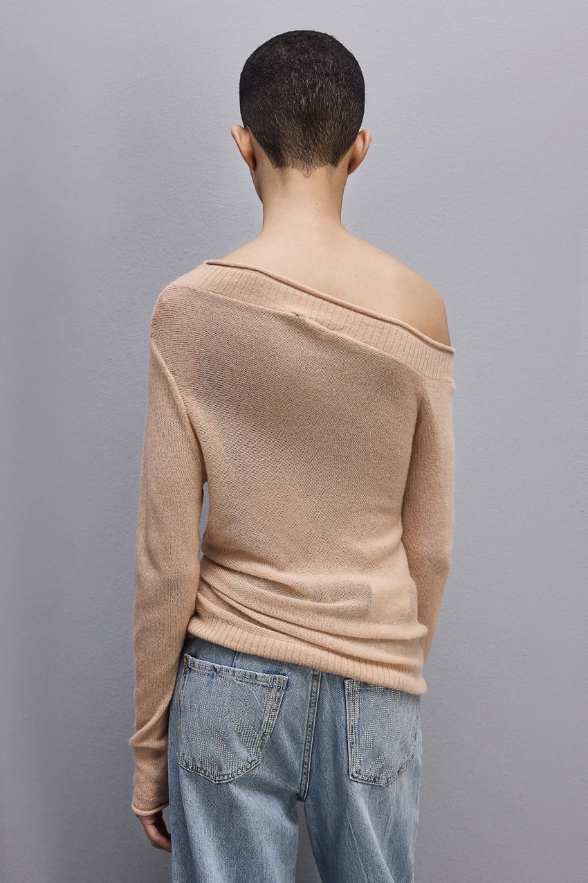 Patrizia Pepe Wool Sweater With Wide Neckline Beige | QIJ907623