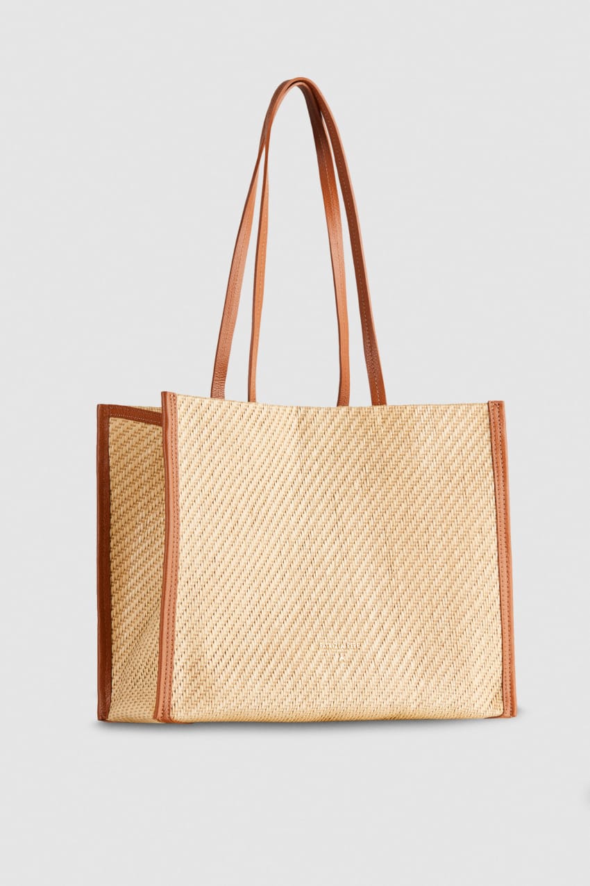 Patrizia Pepe Woven Fabric Shopping Bag Bruin | ULH827693