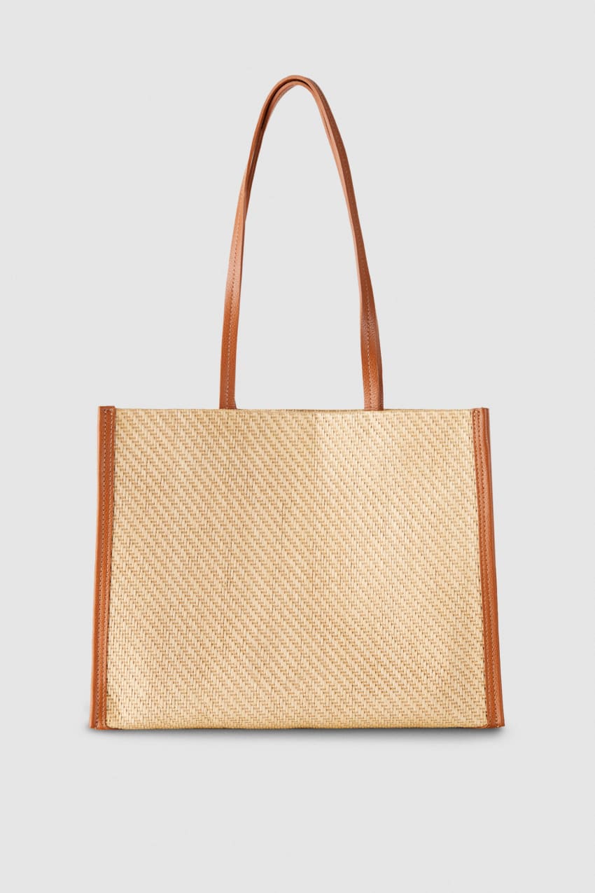 Patrizia Pepe Woven Fabric Shopping Bag Bruin | ULH827693